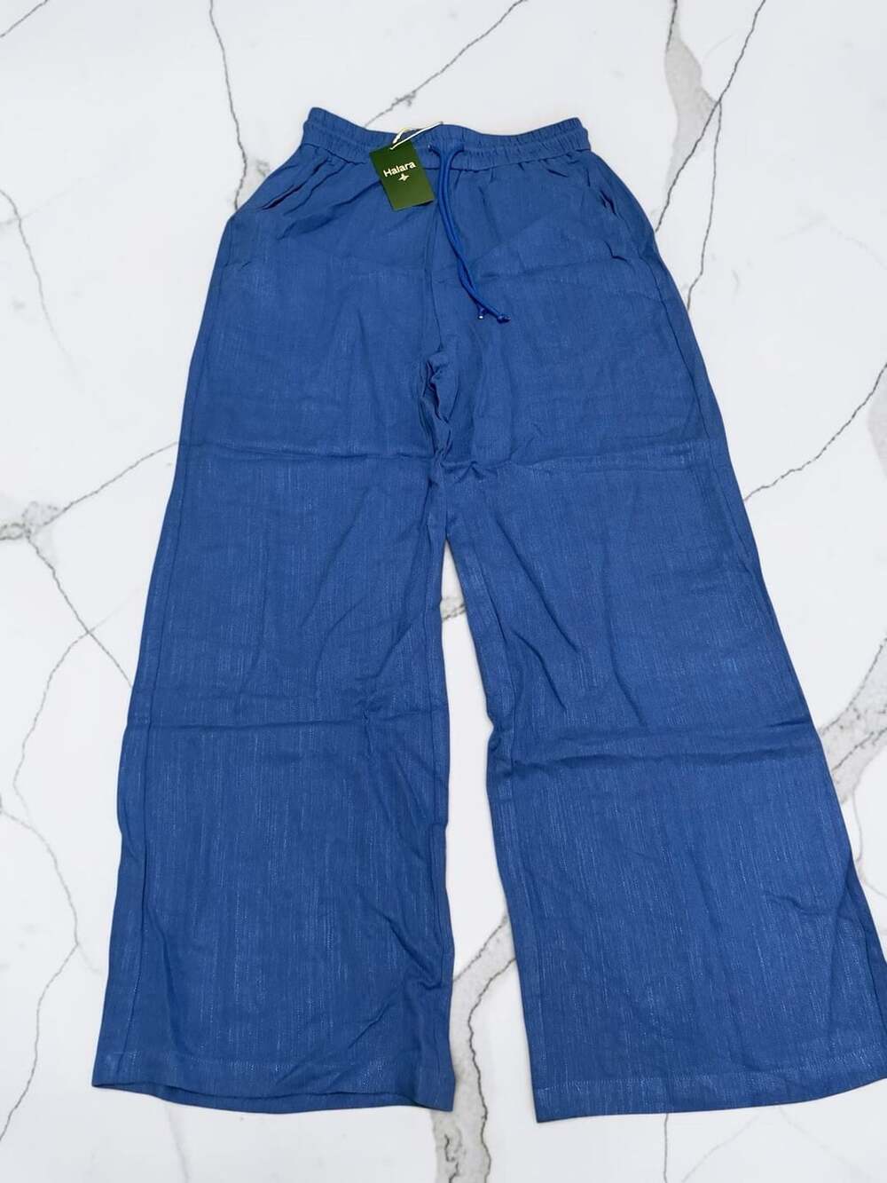 Halara Linen Feel Wide Leg Pants Blue